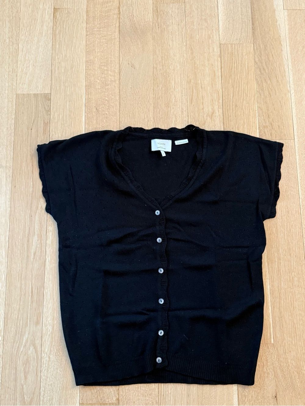 Nümph Black Short-Sleeve Button Cardigan